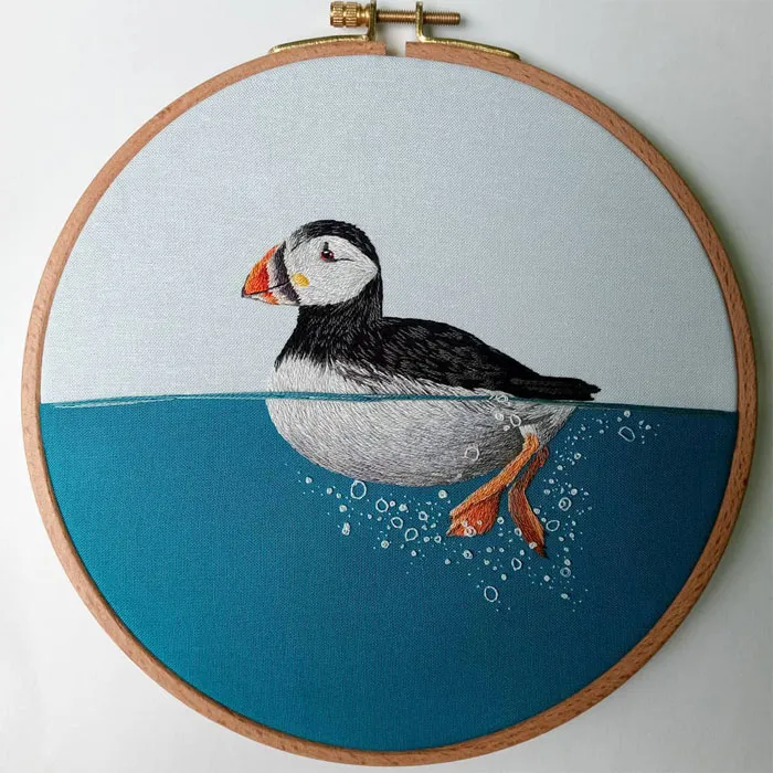 30 Cute Embroidered Pictures Of Water Animals Enjoying Being In Water By Artist Megan Zaniewski