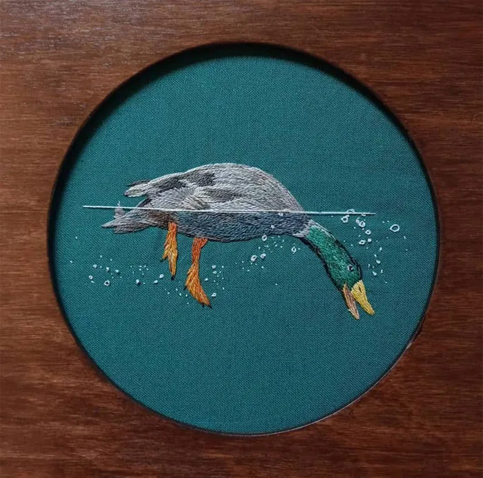 30 Cute Embroidered Pictures Of Water Animals Enjoying Being In Water By Artist Megan Zaniewski