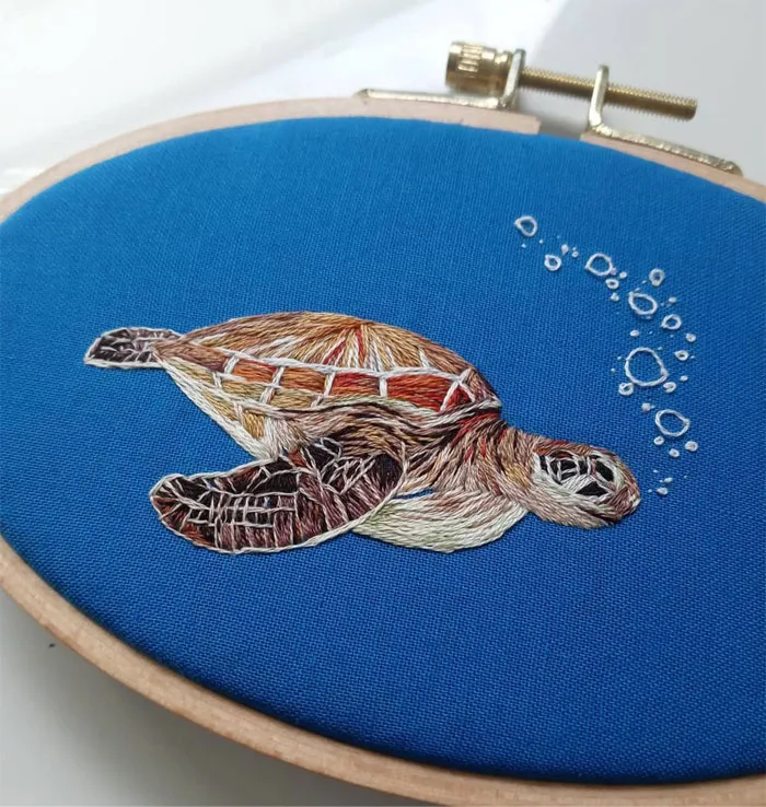 30 Cute Embroidered Pictures Of Water Animals Enjoying Being In Water By Artist Megan Zaniewski