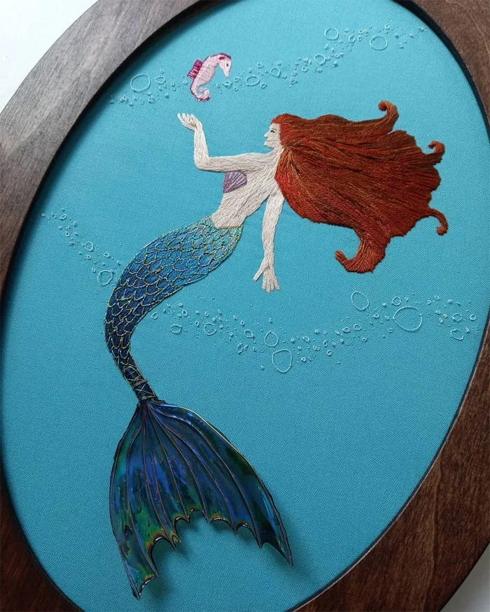 30 Cute Embroidered Pictures Of Water Animals Enjoying Being In Water By Artist Megan Zaniewski