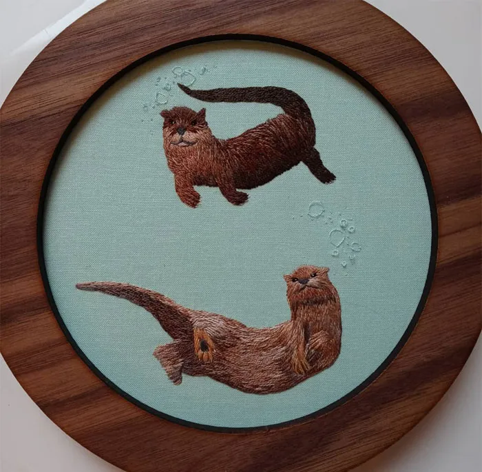30 Cute Embroidered Pictures Of Water Animals Enjoying Being In Water By Artist Megan Zaniewski