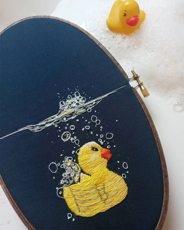 30 Cute Embroidered Pictures Of Water Animals Enjoying Being In Water By Artist Megan Zaniewski