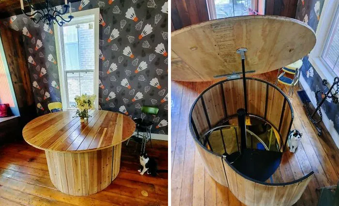 My Dining Room Table Houses A Secret Spiral Staircase