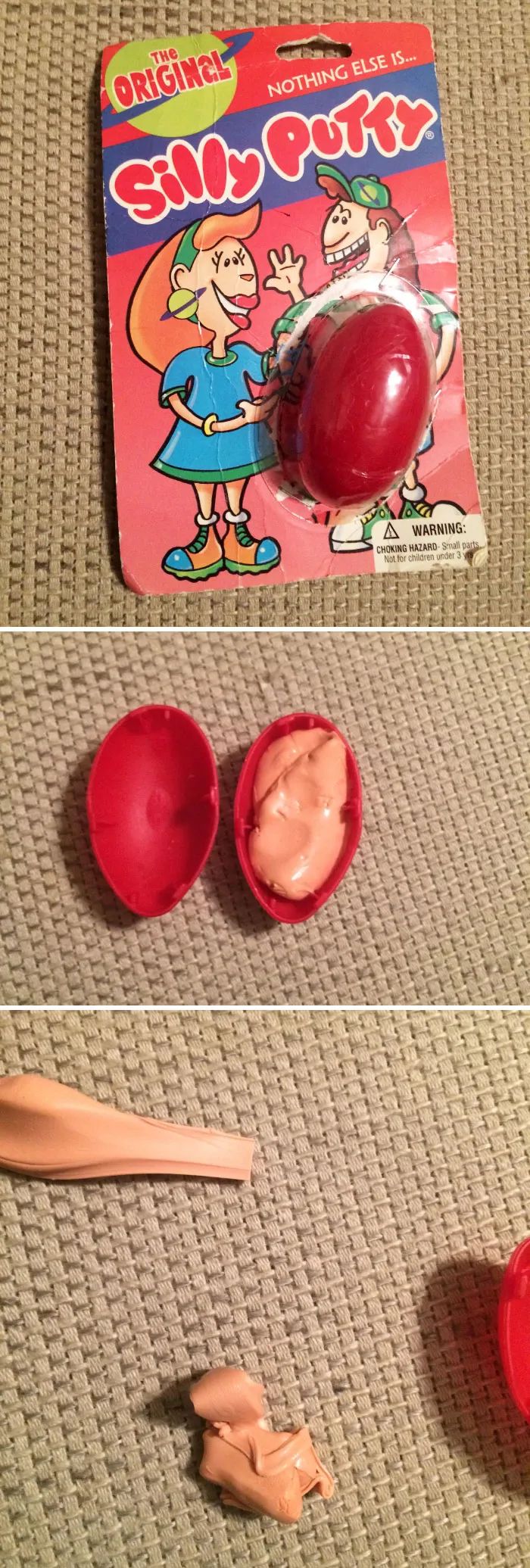 Silly Putty package and contents from iconic '70s toy.