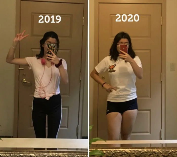 El mismo espejo, pero con un año de diferencia. La recuperación de la anorexia ha sido dura, pero ver estas fotos me hace sentir orgullosa de lo lejos que he llegado