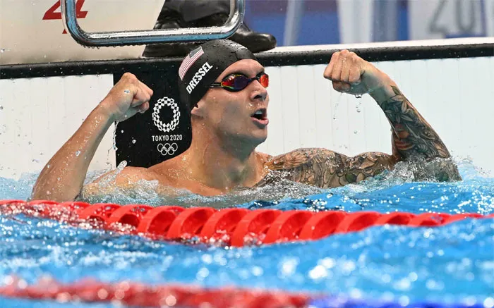 Caeleb Dressel After Winning His 5th Gold Medal In The 2020 Tokyo Olympics