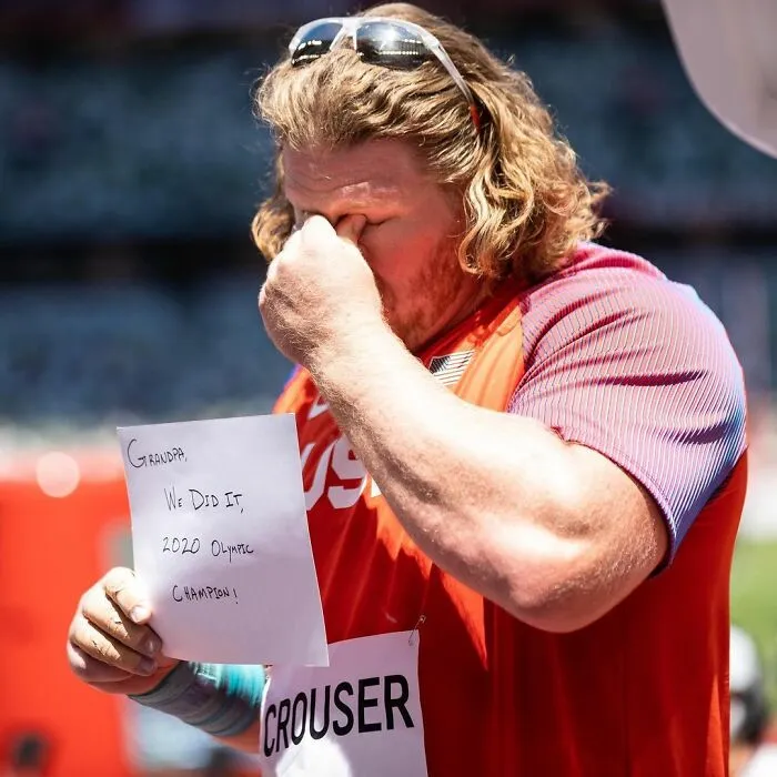 American Shot Putter Ryan Crouser Won A Gold Medal And Had A Message To His Grandad: "Grandpa, We Did It, 2020 Olympic Champion"