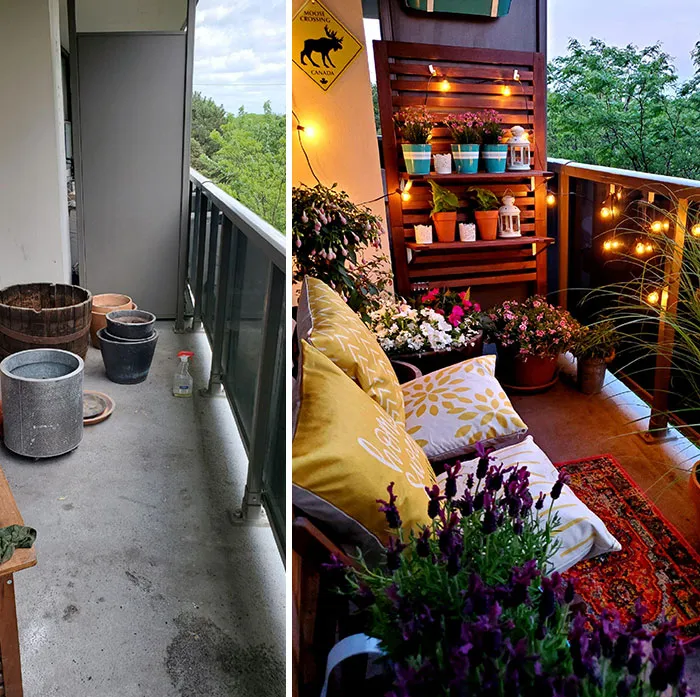 Nunca tuve un patio trasero en mi vida. Tomó 3 meses de cuarentena por Covid para lograr esto. Por fin tengo mi propio oasis en el balcón, en Toronto