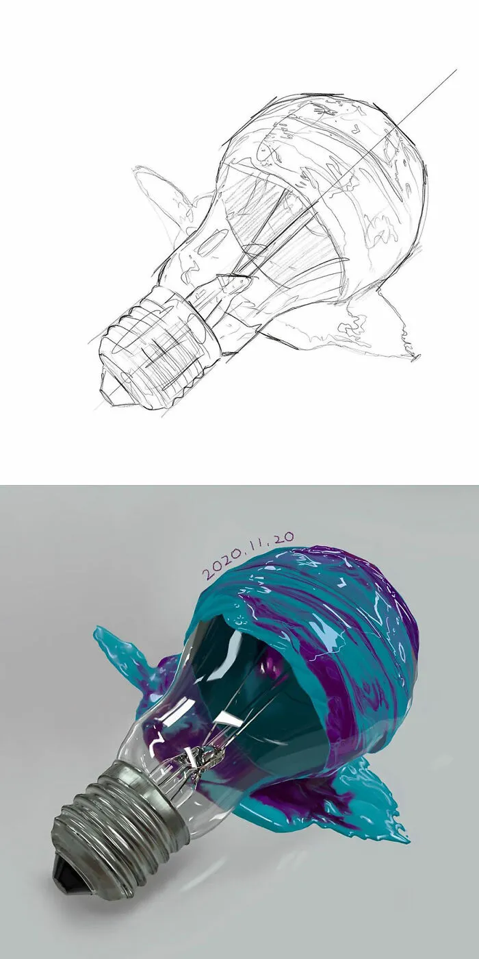 These Are Not Photos: Artist Shows Initial Sketch And End Result Of His Digital Drawings (30 Pics)