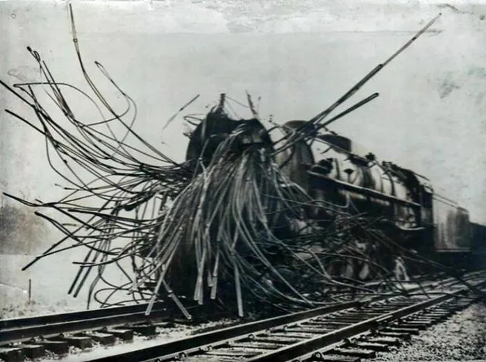 A Train Shredded After A Boiler Explosion - There's Something About This Image I Find Weirdly Unsettling