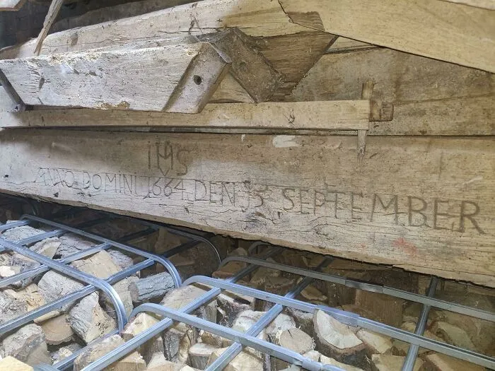 Restoring The Wooden Beams Of My House And Found This. (More Like "Buy It For The Next 6 Generations")