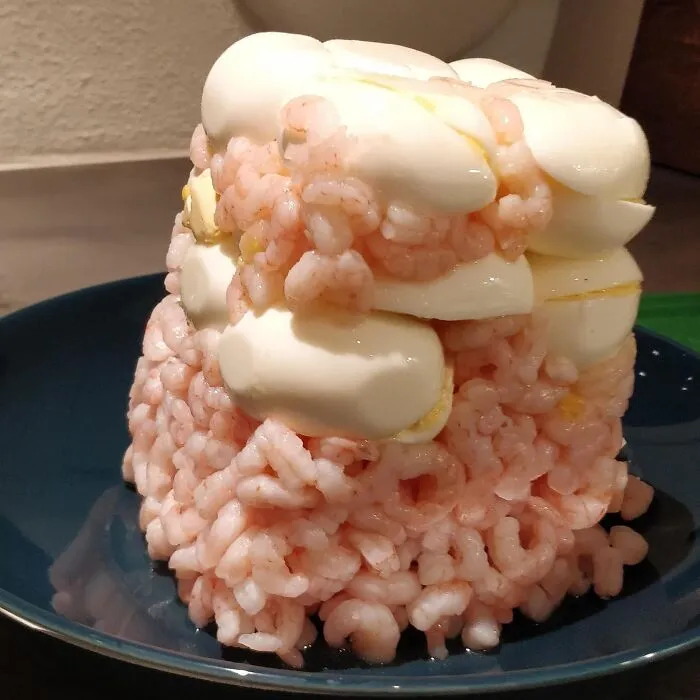 ¡Camarones y huevos!