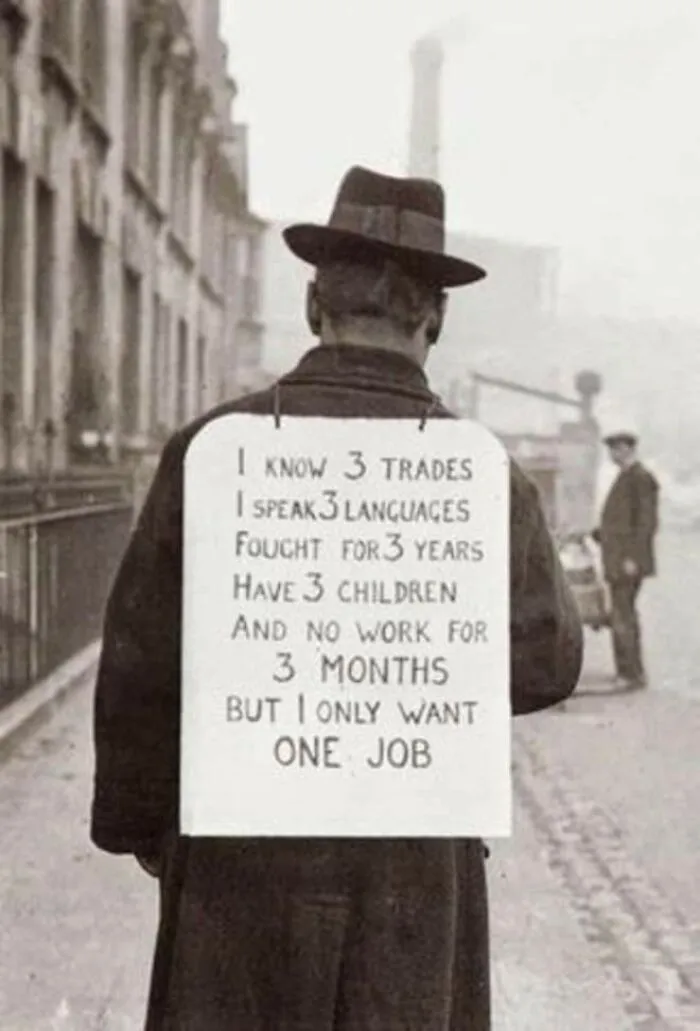 A Man Looking For A Job Wearing His Cv, England - 1930s 