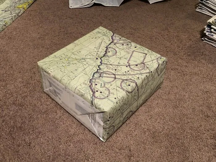 My Work Is Required To Have Paper Charts And Maps, But They Expire Every Couple Months. I Take The Expired Charts And Use Them As Wrapping Paper