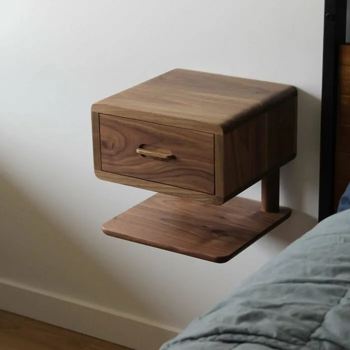 Finished Two Of These Bad Oscars A Couple Weeks Ago. Floating Bedside Tables In Walnut With New Guinea Walnut Pulls. Finished With Osmo