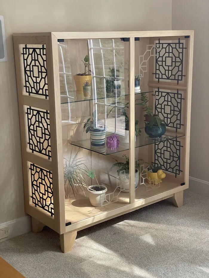 I Designed And Built This 4' Plant Shelf Myself; Curly And Hard Maple, With Maple Plywood Parts