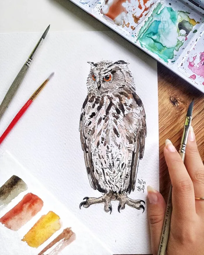 I Painted My First Owl 5 Years Ago, And Haven't Been Able To Stop Since (54 Pics)