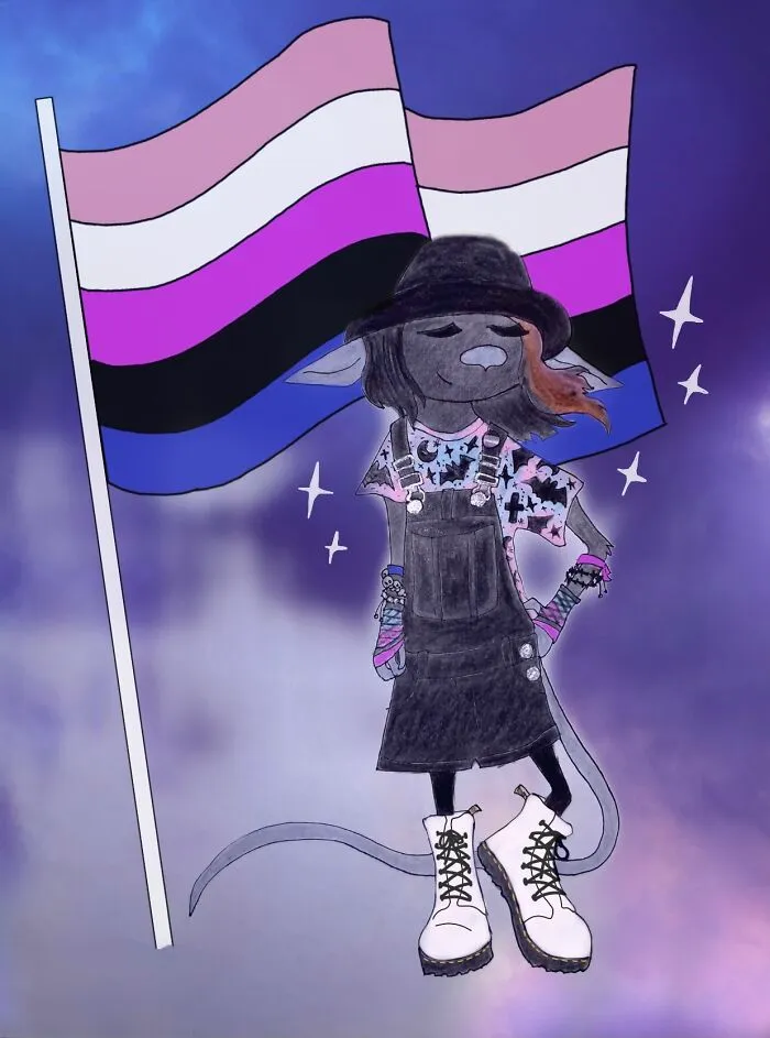 Genderfluid Mouse 💗🤍💜🖤💙