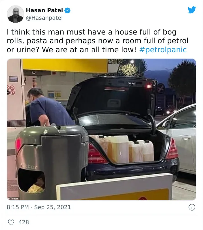 30 Of The Funniest Petrol Shortage Jokes And Memes As Twitter Reacts To The UK’s Panic Buying