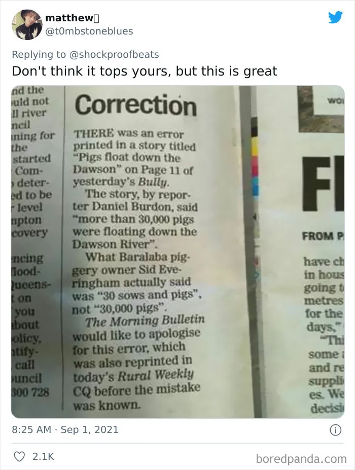 People On Twitter Are Sharing The Biggest Newspaper Fails That Resulted In Hilarious Corrections (30 Pics)