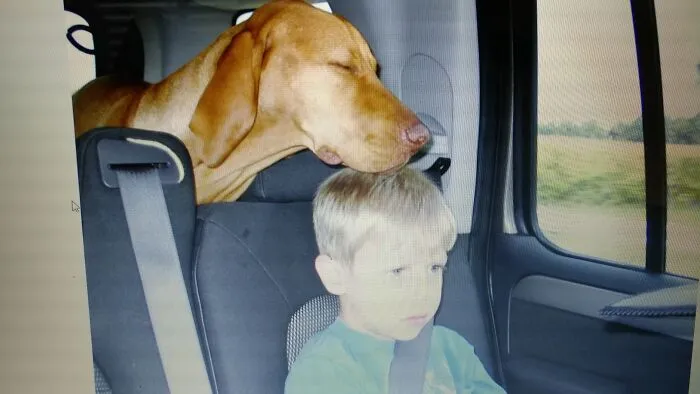 Otto Seems To Be Meditating. Or Maybe He's Drooling Onto My Son's Hair.  Not Sure Which.