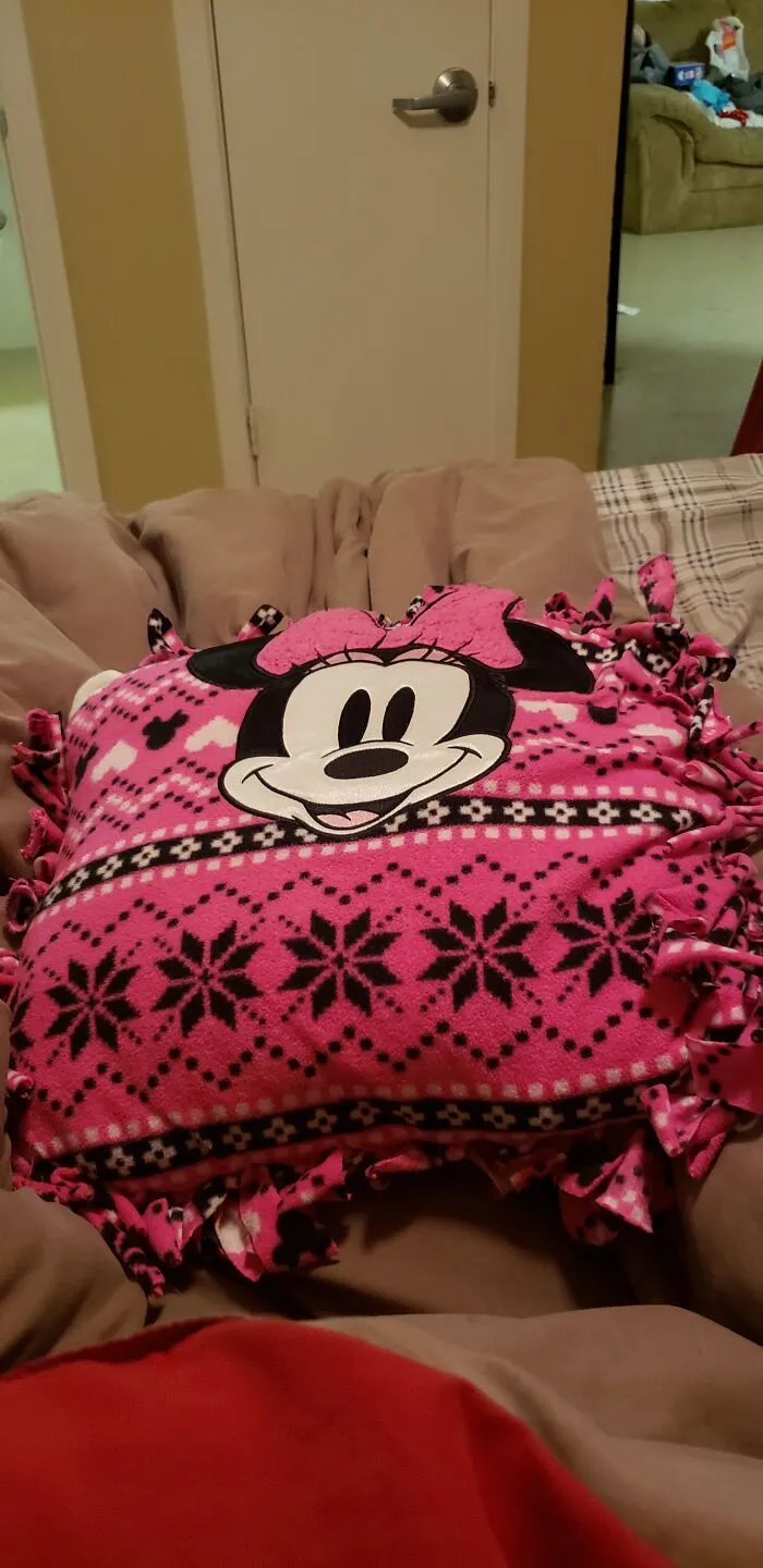 This Is Pillow That My Mom Made For Me Out Of An Minnie Mouse Nightgown.