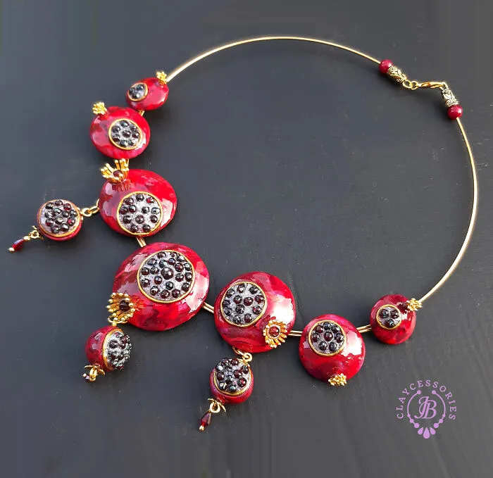 The Unusual Design Of Pomegranate Jewelry I Made Out Of Polymer Clay (20 Pics)