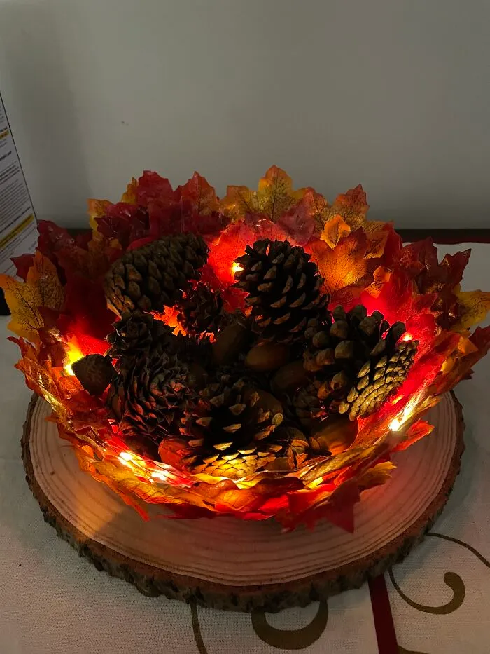 Lighted Leaf Bowl I Made Last Year
