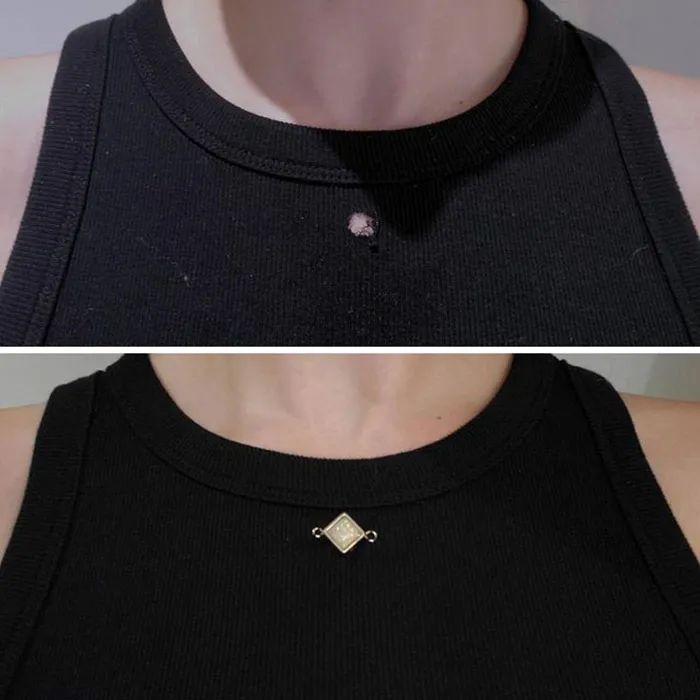 My Pet Rat Chewed A Hole In My New Tank Top So I Got Creative To Try To Salvage It. First Attempt At Visible Mending