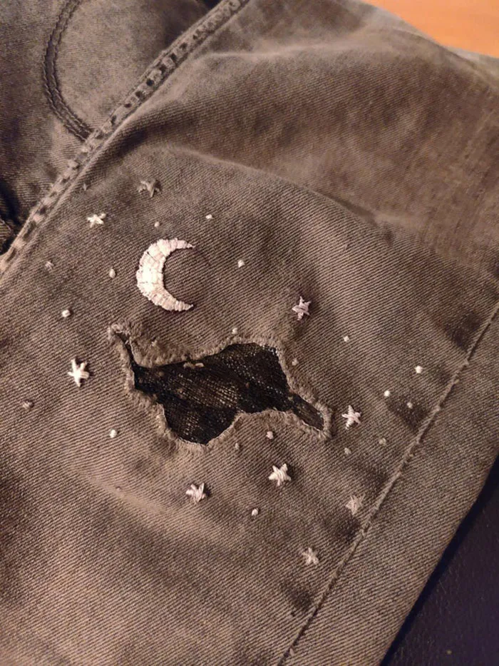 My Jeans Always Rip On The Left Knee. These Are My Favourite, So Thought They Deserved A Nice Mending