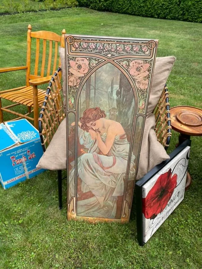 I Moved To Canada Last Year From The States And Got To Go To My First Yard Sales Here. I Got This Beautiful Art Nouveau Picture For One Dollar And I Am Over The Moon!