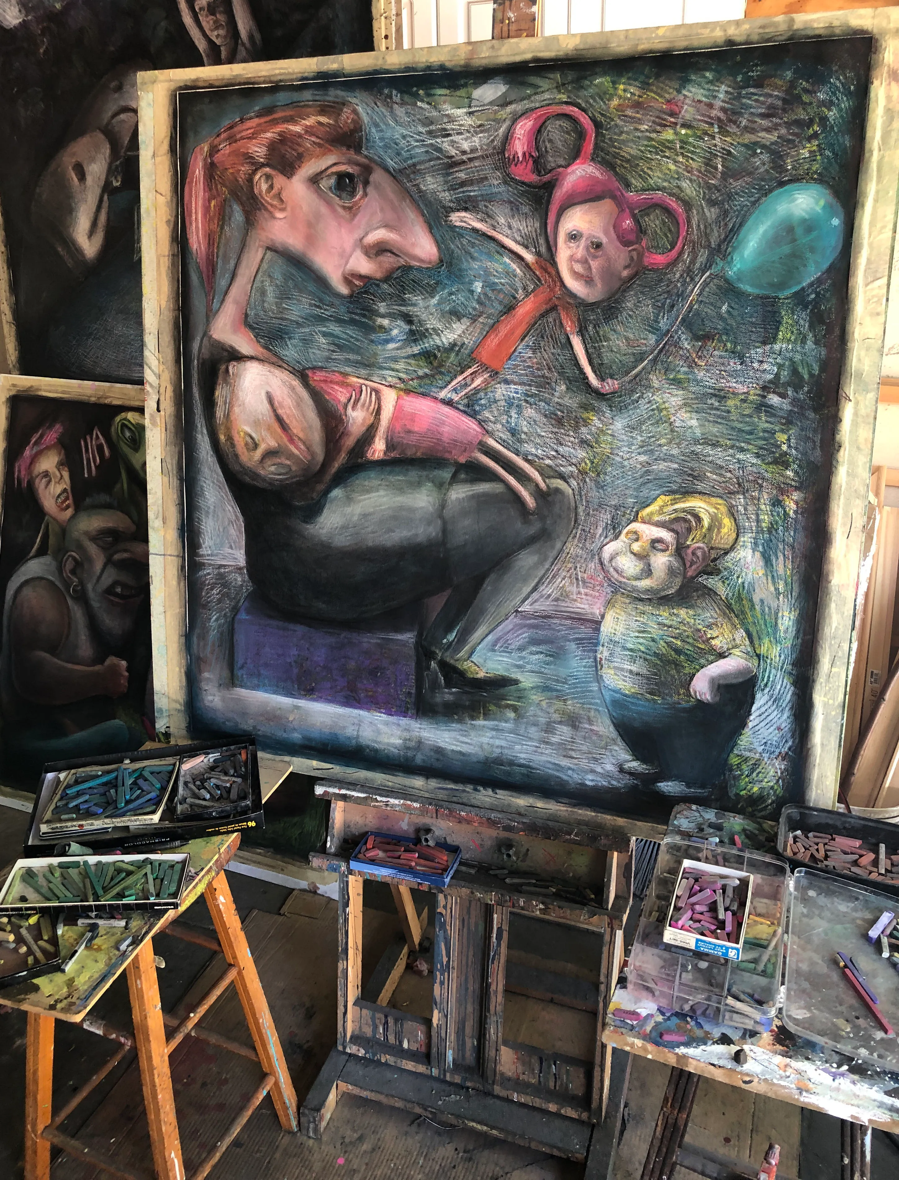 "Birthday Party" Mixed Media Work On The Easel