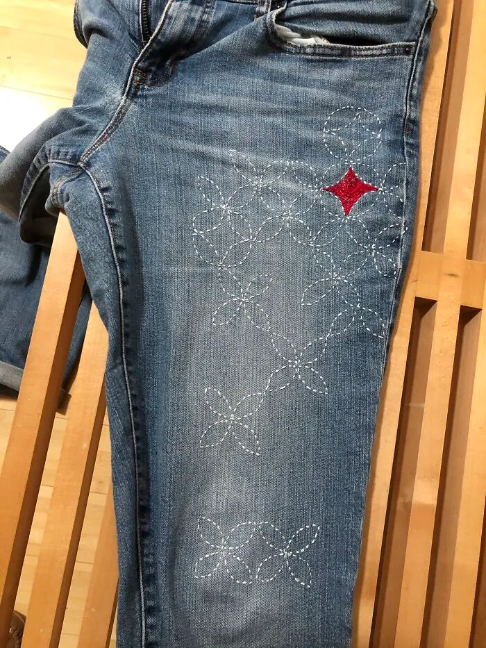 Decided To Mend My Ancient Comfy Jeans.
