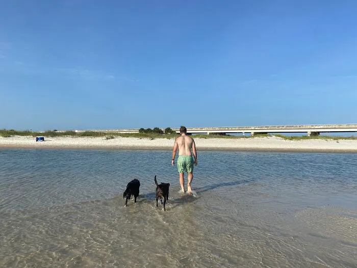 Garnet And Ginnie Taking A Stroll With Their Dad