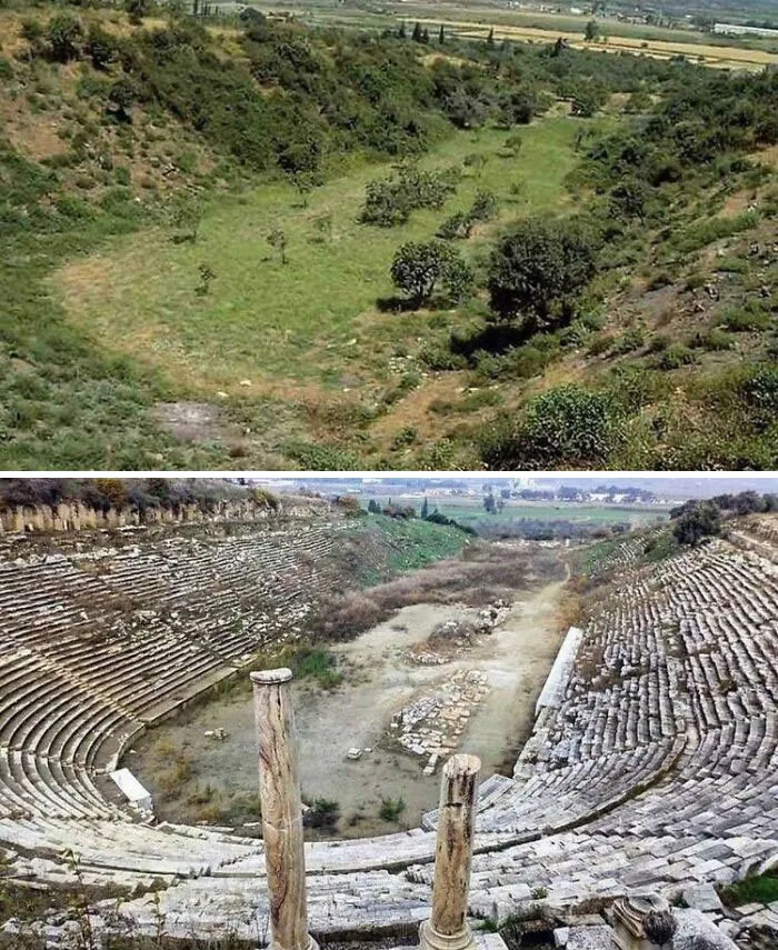 Ancient Greece Before And After Excavation