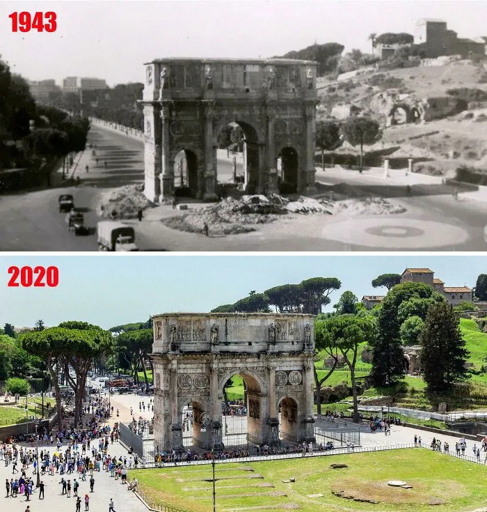 Arch Of Constantine In Rome, 1943 (Taken By My Grandfather), And What It Looks Like Today