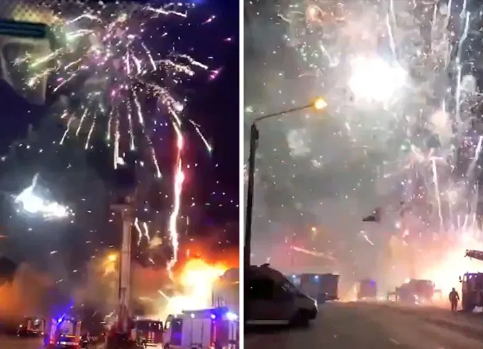 Fireworks Store Bursts Into Flames At The Market In Rostov-On-Don, Russia, On The 6th Of December, 2020