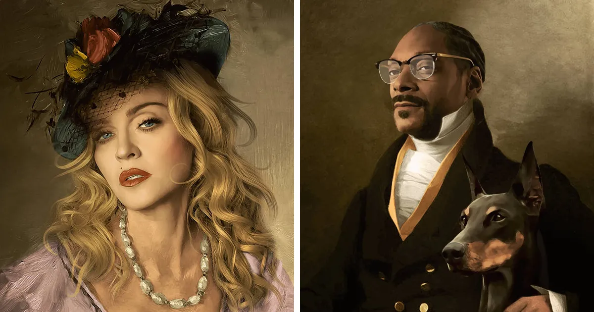 Este artista francés transformó a celebridades y personajes en pinturas clásicas (30 imágenes)