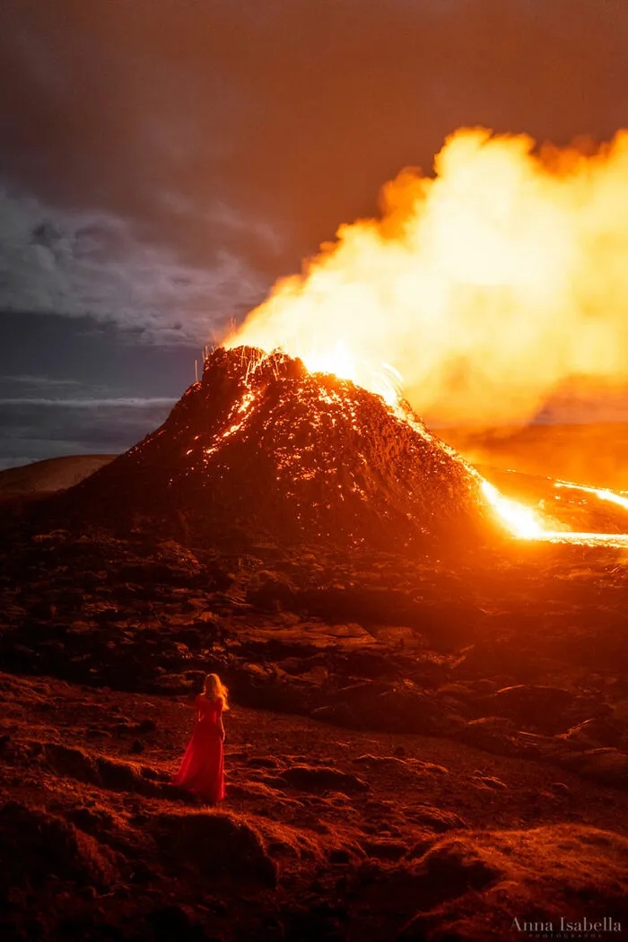 This Photographer Took 10 Mesmerizing Self-Portraits In Front Of The Erupting Fagradalsfjall Volcano