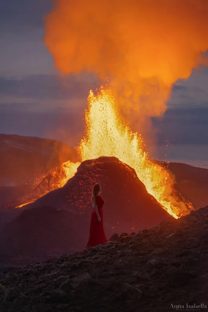 This Photographer Took 10 Mesmerizing Self-Portraits In Front Of The Erupting Fagradalsfjall Volcano