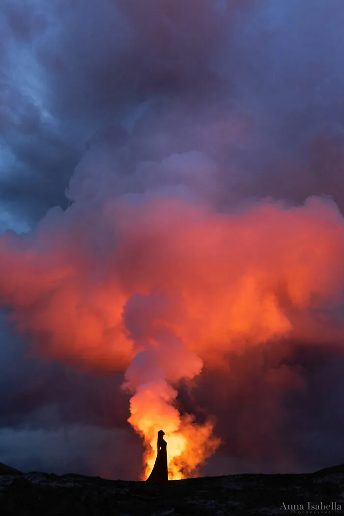 This Photographer Took 10 Mesmerizing Self-Portraits In Front Of The Erupting Fagradalsfjall Volcano