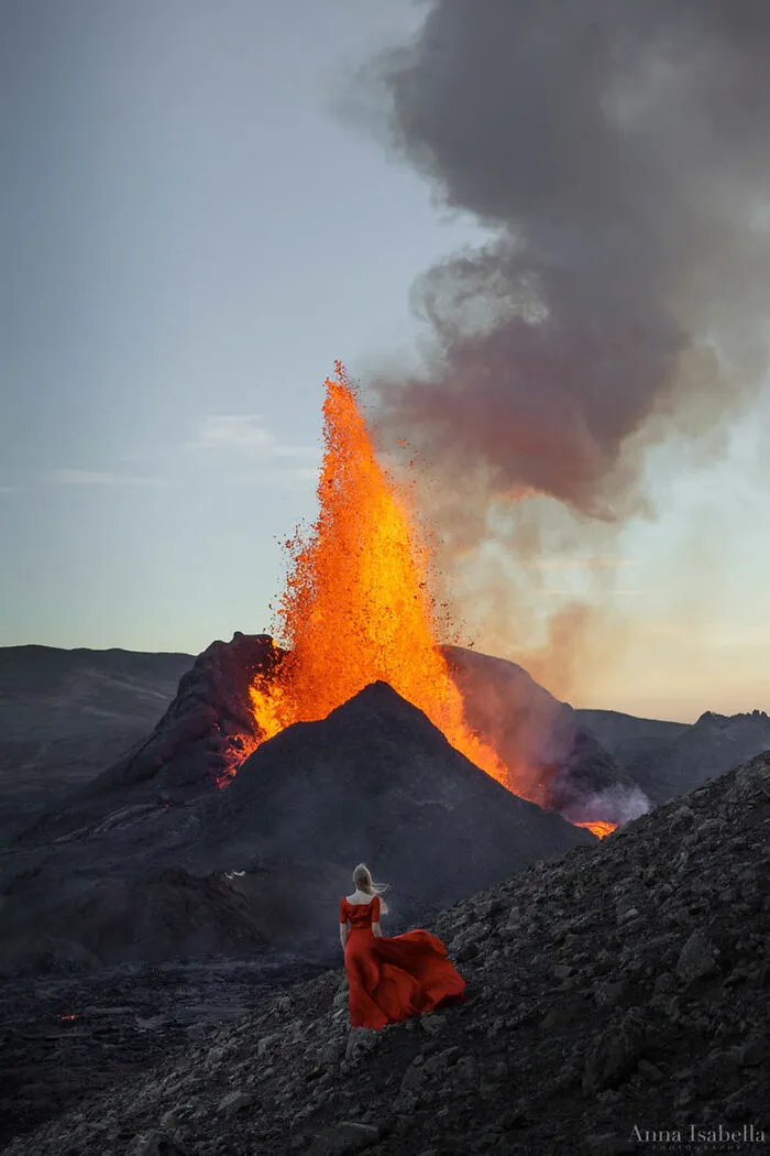 This Photographer Took 10 Mesmerizing Self-Portraits In Front Of The Erupting Fagradalsfjall Volcano