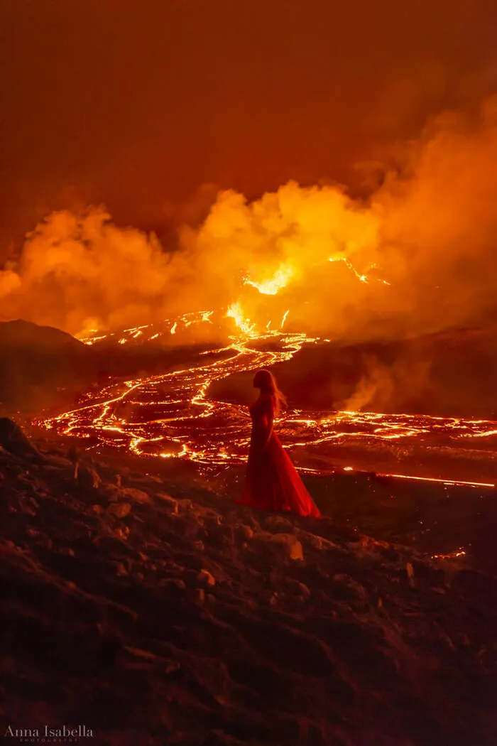 This Photographer Took 10 Mesmerizing Self-Portraits In Front Of The Erupting Fagradalsfjall Volcano