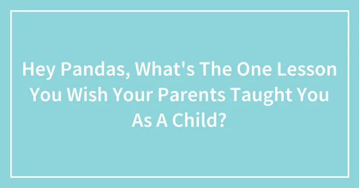 Hey Pandas, What's The One Lesson You Wish Your Parents Taught You As A Child? (Closed)