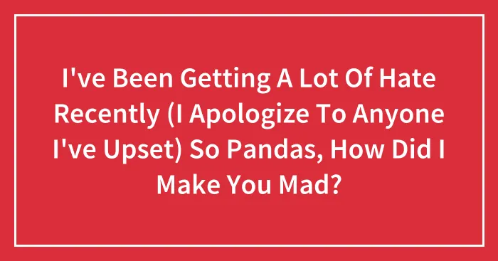 I've Been Getting A Lot Of Hate Recently (I Apologize To Anyone I've Upset) So Pandas, How Did I Make You Mad?