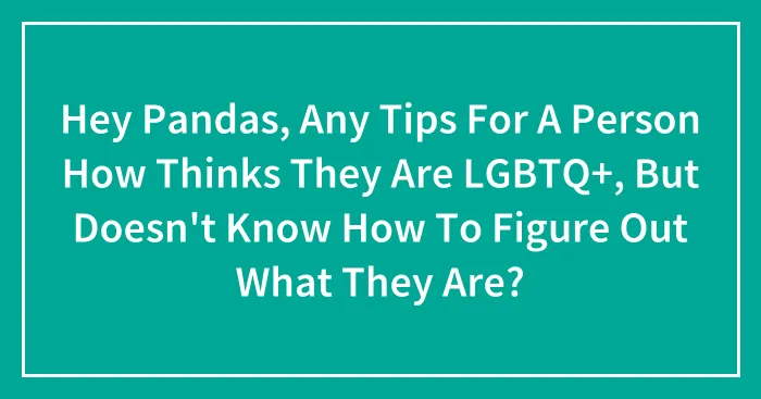 Hey Pandas, Any Tips For A Person How Thinks They Are LGBTQ+, But Doesn't Know How To Figure Out What They Are? (Closed)