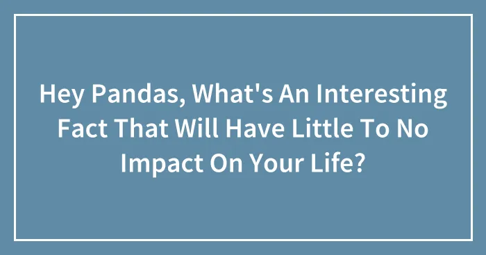 Hey Pandas, What's An Interesting Fact That Will Have Little To No Impact On Your Life?