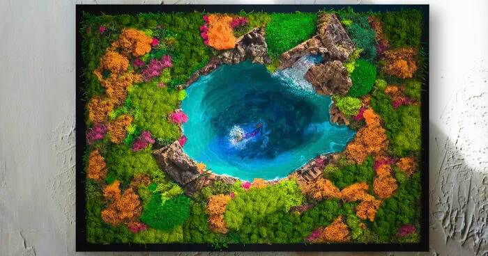 I Made A Lake Surrounded By Forest-Inspired Wall Art With Preserved Moss (3 Pics)