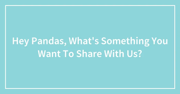 Hey Pandas, What's Something You Want To Share With Us?