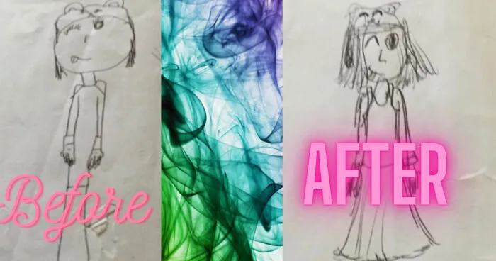 Hey Pandas, Find An Old Drawing You Did As A Kid And Recreate It How You Would Draw It These Days (Closed)